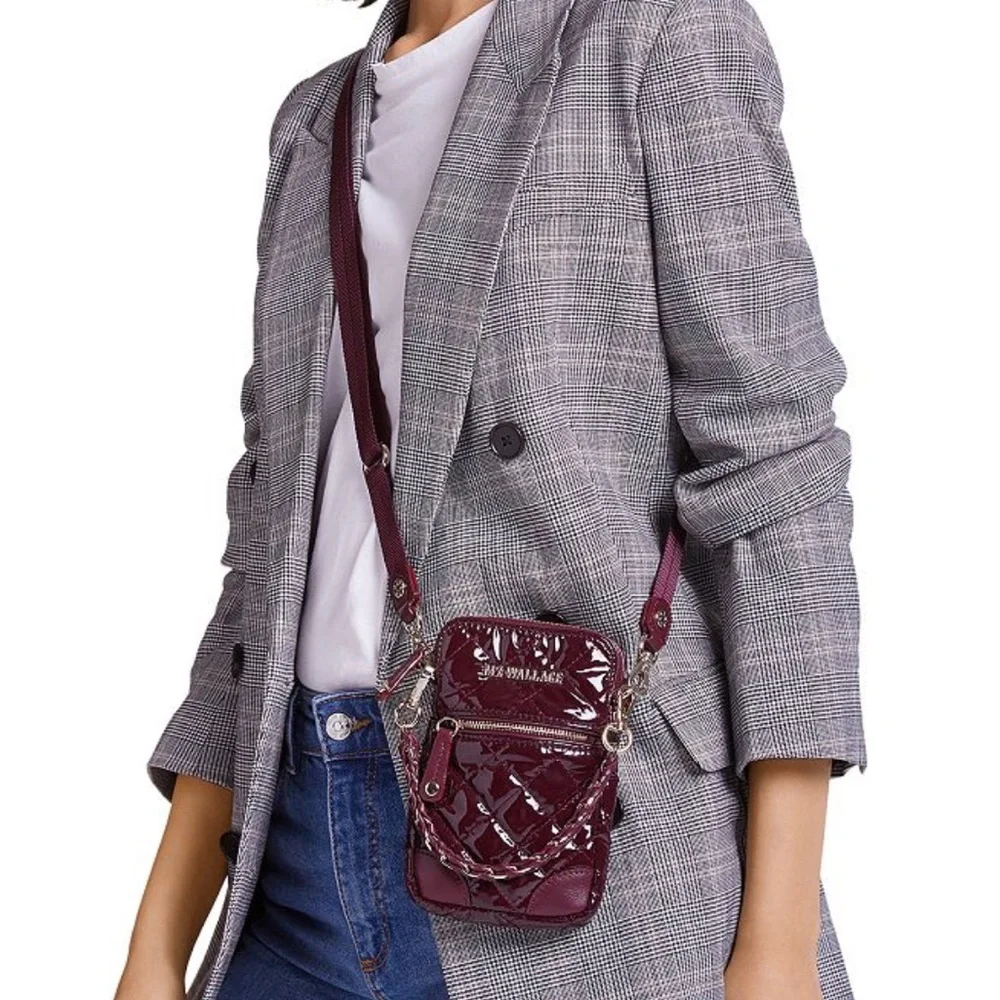 MZ Wallace Quilted Micro Crosby Crossbody Bag in Port Lacquer /Gold - Picture 7 of 11